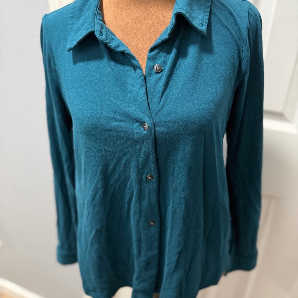 J. Jill Deep Teal Button-Down Shirt